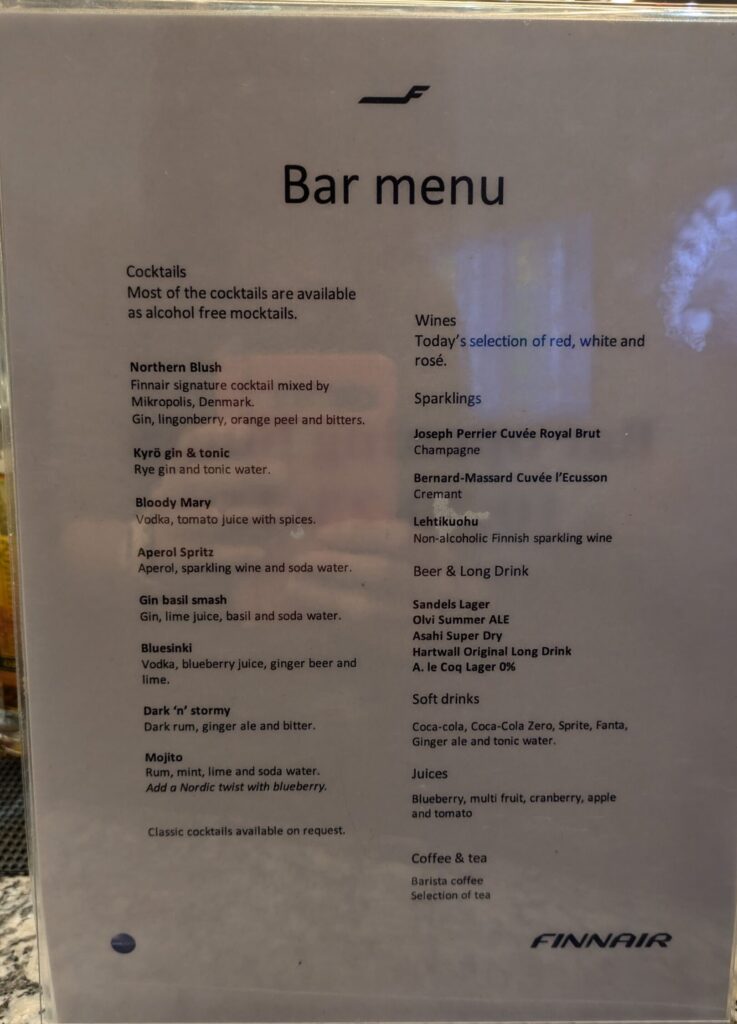 bar menu